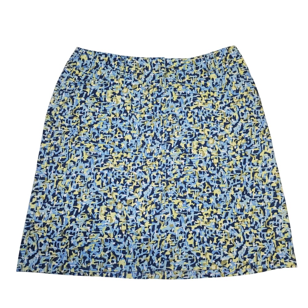 Talbots Cotton Skirt Womens 14 Blue Green‎ Abstract Print Knee Length Casual